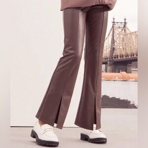 Abercrombie Kids High Rise Faux Leather Split Hem Flare Pants 9/10